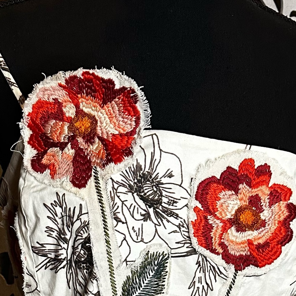 Anthropologie Floral Maxi Dress - Cream and Red - Picture 7 of 11